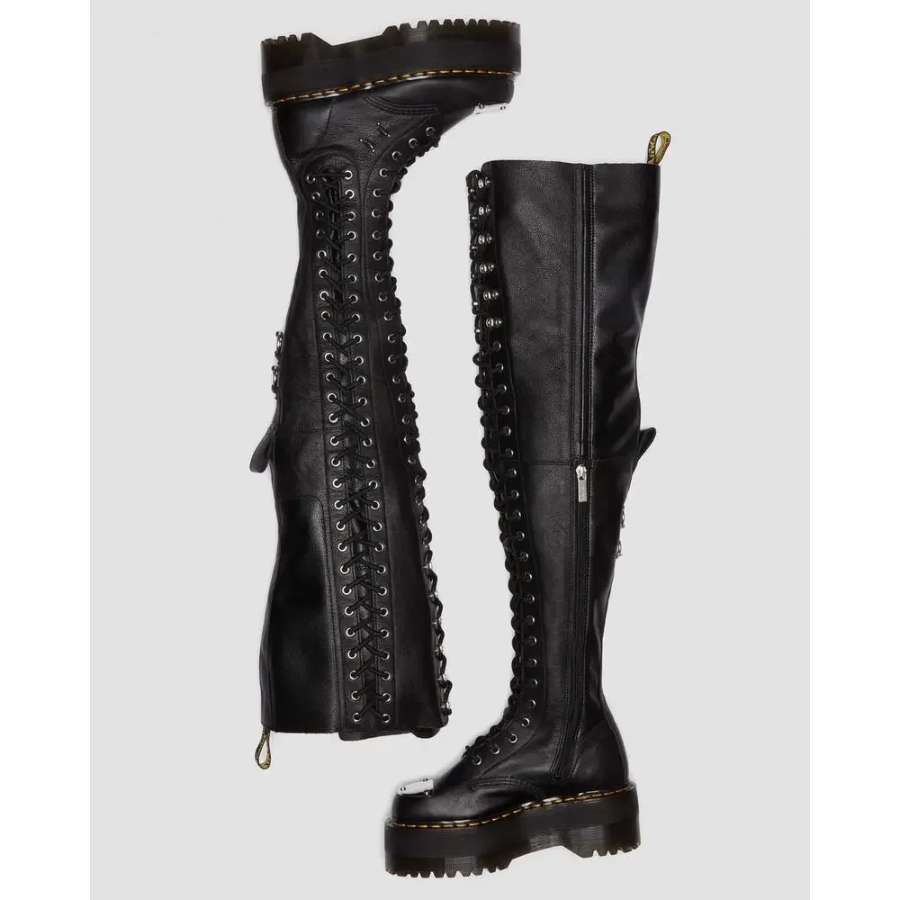 DR MARTENS WOMEN'S 5 VIRGINIA LEATHER 28-EYE EXTREME MAX THIGH HIGH BOOTS NWOB